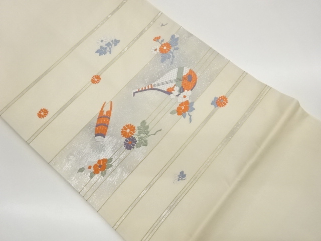 JAPANESE KIMONO / BIWA / SHO / FLOWER WEAVING NAGOYA OBI THE HORIZONTA